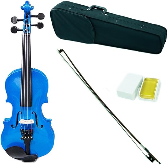 SKY Shinny 110 Size Kid Violin with Lightweight Case, Brazilwood Bow and Bright Blue Color