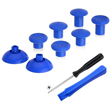 eXtremeRate Thumbsticks Compatible with PS4 and Compatible with PS5 Controller Ergonomic Analogue Sticks Attachments Replacement for PS4 Joy Sticks for PS5 Blue [ThumbsGear]