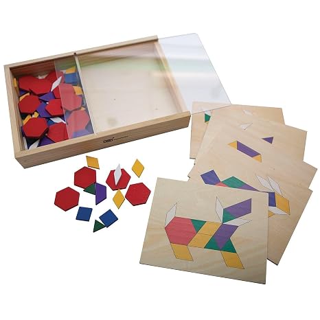 Pattern Blocks and Board Set with 10 Pattern Boards and 100 Tile Blocks