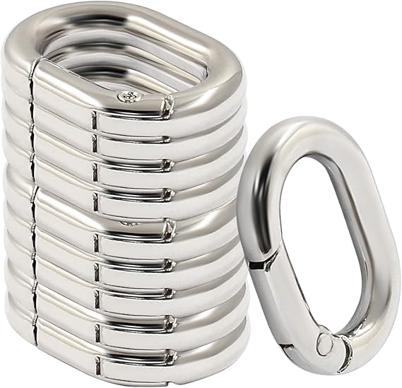 Spring Oval Ring Metal Key Ring, Silver, 19.8x11.6x4.5mm