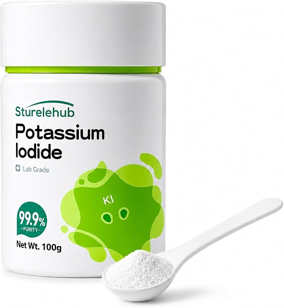 Potassium Iodide, 99.9% Purity, Powder/Crystals, 100g Lab Grade, for Elephant Toothpaste, Potassium Iodide Powder for Laboratory Teaching