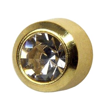 Studex April/Crystal Large 5mm Gold Plated Bezel Setting Ear Piercing Stud Earrings Birthstone
