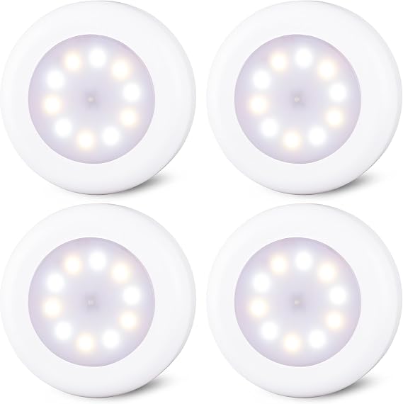 STAR-SPANGLED 4-Pack Dimmable Tap Lights Indoor Battery Powered & 5-Pack Push Lights Indoor Battery Powered