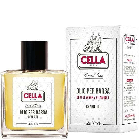 Cella Milano Beard Oil with Vitamin E & Natural Oils, Made in Italy | Softens, nourishes & conditions beard with Vitamin E and natural oils. Fast-absorbing formula with juniper & cinnamon scent.