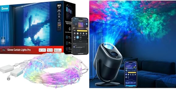 Govee Star Projector Lights Bundle with Govee Curtain Lights Pro