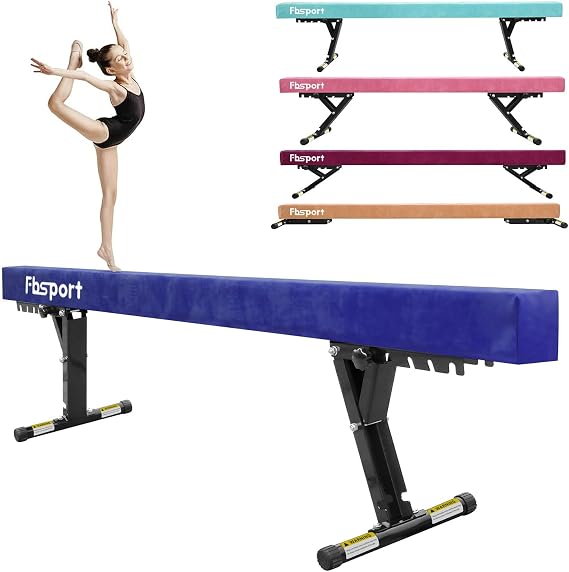 FBSPORT 8ft Adjustable Balance Beam: High and Low Floor Beam Gymnastics Equipment for Kids/Adults,Gymnastics Beam for Training,Practice, Physical Therapy and Professional Home Training with Legs