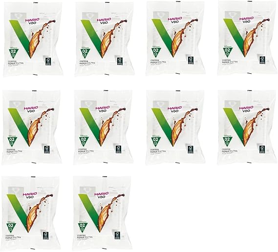 10Set X Hario 02 100-Count Coffee White Paper Filters, 10 Pack Value Set (Total of 1000 Sheets)