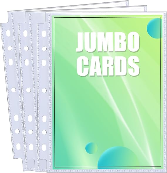 50 Pack Jumbo Card Sleeves for A5 3/6 Ring Binders, 5.4" x 7.4" Ultra-Clear Top-Loading Sheets, Double-Sided Design with 100 Pockets, Oversized Card Protectors