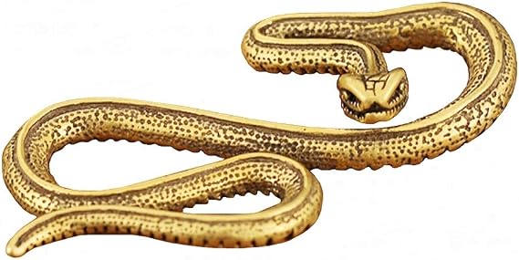 DMtse Chinese Feng Shui Brass Mini Antique Snake Statue Ornaments Meditation Serene Statue Figurine for Animal Sculpture Collectibles