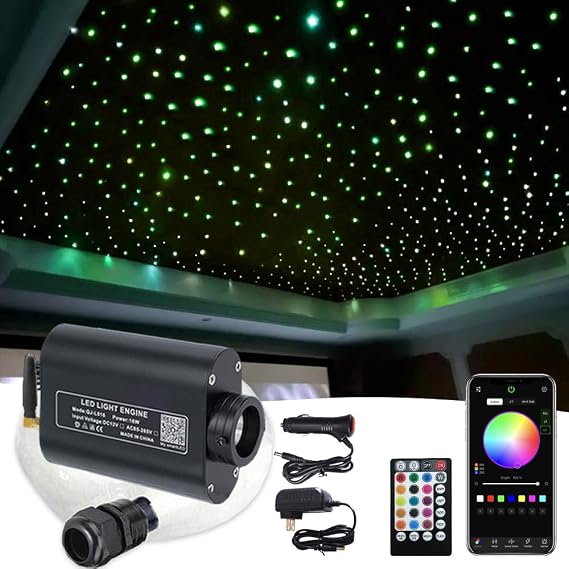 Firework 16W RGBW Fiber Optic Lights Star Ceiling Light Kit with Fiber Optical 460pcs 0.03in 6.5ft/2m - APP/Remote Control + Music Mode Sound Sensor Light Source for Bedroom, Home Theater & Car Decor