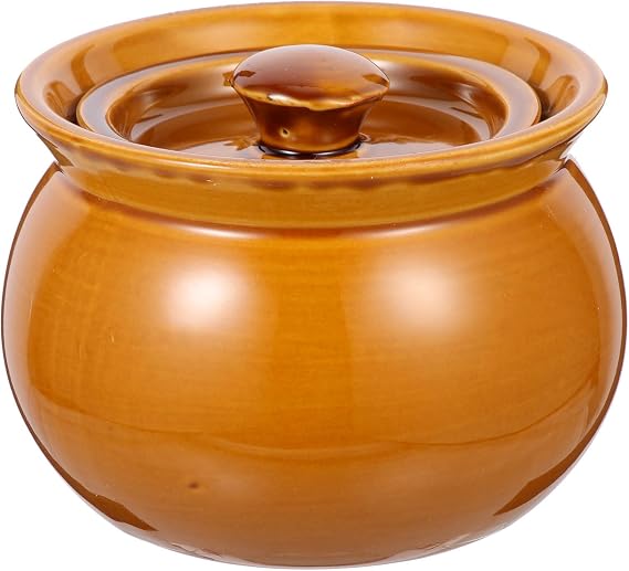 Yardwe Ceramic Stew Cup Soup Bowl 4.40 X 4.40 X 3.14 in Clay Soup Pot for Cooking Serving and Stewing Smooth-Surface Household Pot for Home Kitchen Restaurants and Family Meals