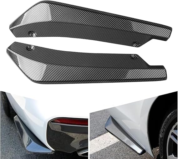2pcs Rear Bumper Lip Diffuser for Nissan Micra K14 K13 C+C,Rear Corner Rear Llip Diffuser Spoiler Side Fin Scratch Protector,B/Carbon Fiber