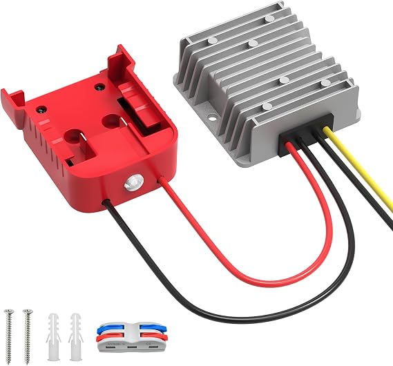 Kzreect 18V to 12V Step-Down Converter Compatible with Milwaukee 18V Battery Adapter with Over-Discharge Protection, DC 12V 20A 240W Buck Converter Voltage Regulator for Golf Cart RC Car Truck DIY