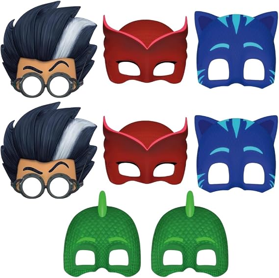 Unique Assorted Colors PJ Masks Party Masks (8 Count) - Ideal for Themed Parties & Superhero Fans