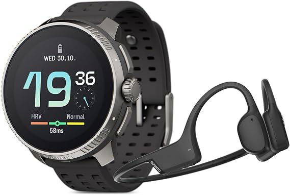 SUUNTO Race Titanium GPS Sports Watch Charcoal, Sonic Bone Conduction Headphone Black