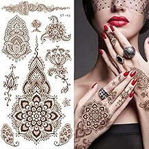 Supperb Temporary Tattoos - Inspired Mehndi Design Temporary Henna Tattoos II (Set of 2)