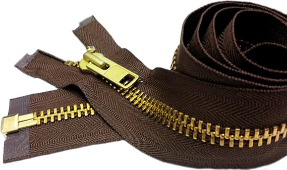 YKK Sale 22" Extra Heavy Duty Jacket Zipper (Special Custom) YKK #10 Brass Separating ~ Color 568 Seal Brown (1 Zipper/Pack)