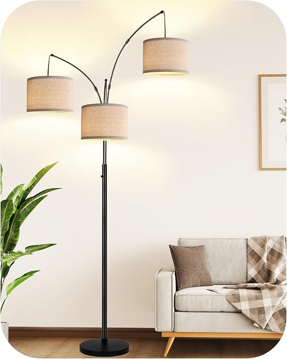 Dimmable Floor Lamp, 3 Lights Arc 80-in Tall Standing Lamp for Living Room [Energy Class A]