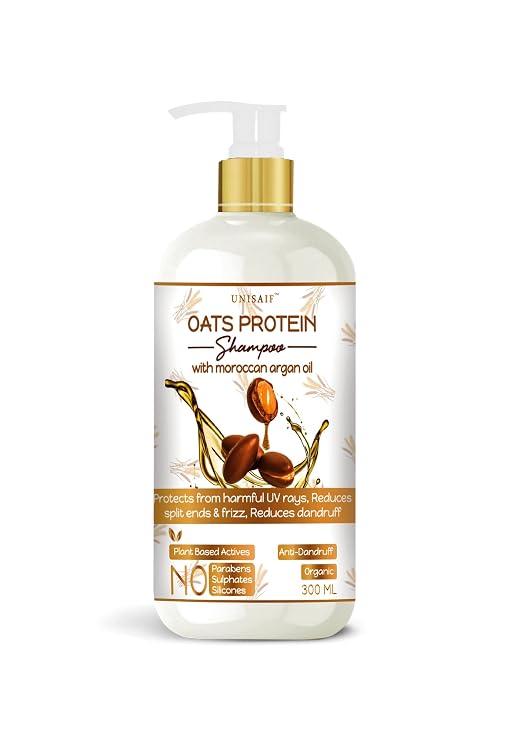 Oats Protein Shampoo 300ml Strengthens & Repairs Damaged Hair With Argan Oil, Almond Oil, Silk Protein & Keratin Sulfate & Paraben Free For Men & Women