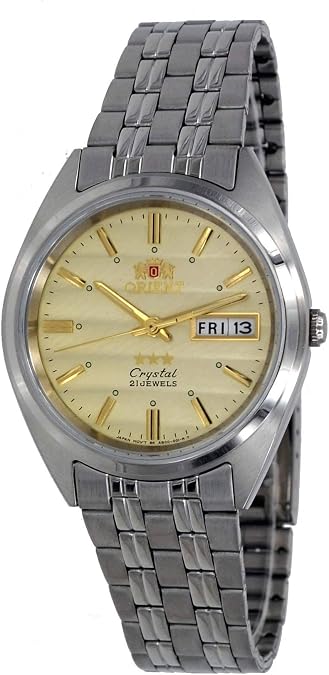 Orient FAB0000DC Men's 3 Star Stainless Steel Gold Dial Day Date Automatic Watch