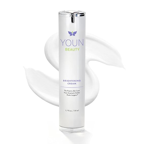 YOUN Beauty Brightening Cream with Kojic Acid, Glycolic Acid & Licorice Extract, 50ml Hydroquinone-Free Cream for Face, Neck & Decollete