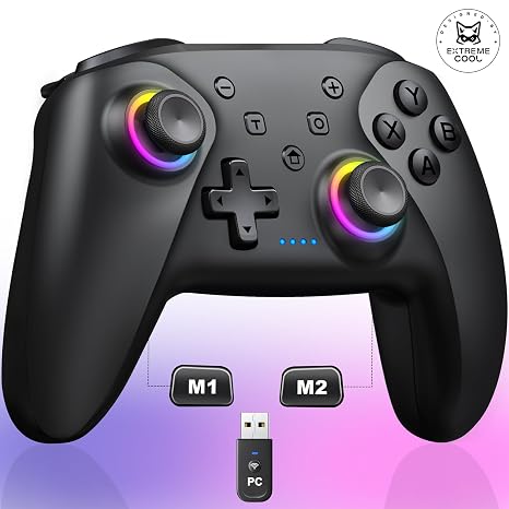 BEBONCOOL GAMING Wireless Switch Pro Controller for Switch 2/Switch 1/Lite/OLED Hall Effect Joystick Switch Wireless Pro Controller Work with iOS/Android/PC with RGB Light ProgrammableTURBO & Wakeup