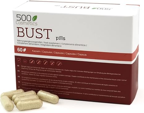 500Cosmetics - Natural Breast Enhancement Supplement - 100% Natural Ingredients - Made in EU - 60 Tablets (1)