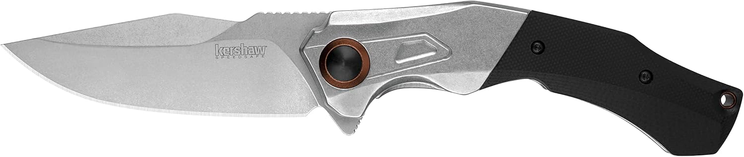 Kershaw Payout Pocketknife, 3.5 D2 High Carbon Too Steel Drop Point Blade, One-Handed Assisted Flipper Opening, Frame Lock System