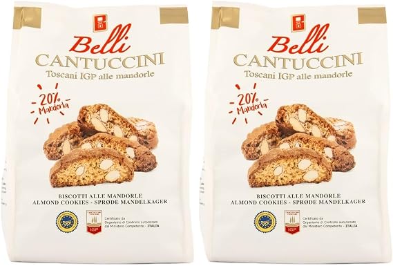 Belli - Almond Cantuccini Biscotti (250g, Pack of 2) | Gourmet Biscuits | Italian Cantuccini From Tuscany