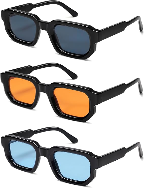 VANLINKER Retro Small Chunky Rectangle Sunglasses for Men Women VL9823