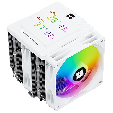 Thermalright Peerless Assassin 120 ARGB White Digital CPU Air Cooler -Temperature Display | 6 Heat Pipes | 1850RPM PWM 120mm Fans, for Intel 1851/1700, AMD AM4/AM5