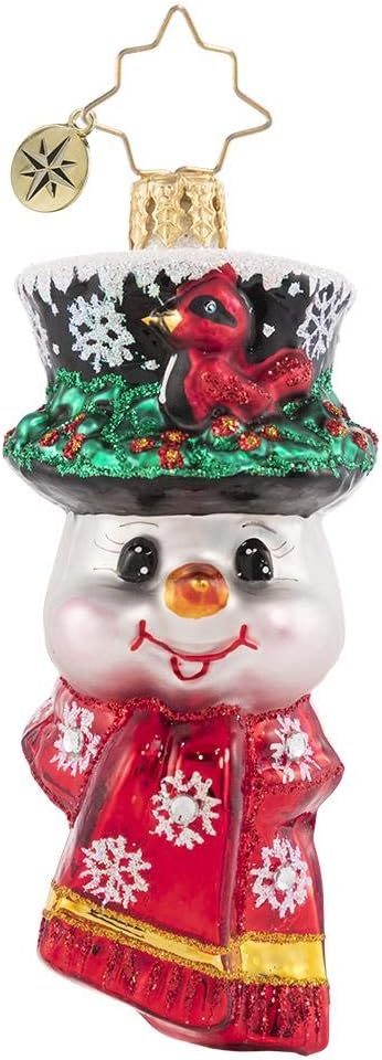 Christopher Radko Hand-Crafted European Glass Christmas Tree Ornament Decoration, A Snowman Worth Flocking to Gem