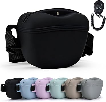 Pet Training Snack Pouch with Clicker 2.0 Upgraded Magnetic Closure, 1.66 Cup Silicone Belt for Dog Treats,Perfect for Exercising and Walking