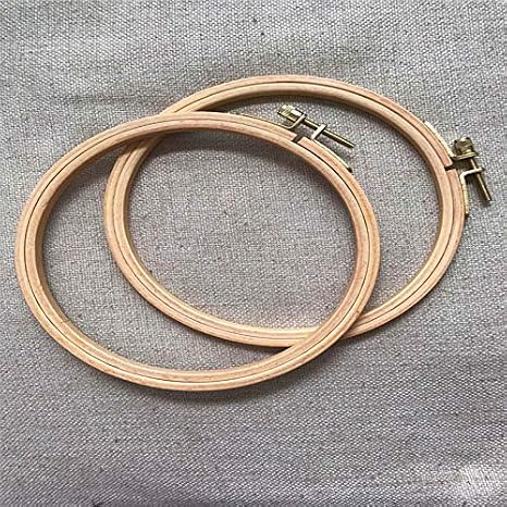 Beech Wood Embroidery Hoops - Small Round Craft Frames for Hand Stitching, Cross Stitch, DIY Art, Natural Wooden Hoops Small Wooden Craft Rings Round Stitching Frames (2pcs, 6 inch)