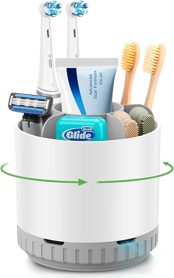 Bundle-2 Items: White Rotating Toothbrush Holders