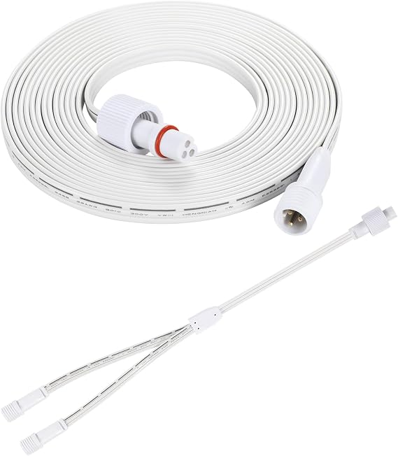 13FT Permanent Outdoor Lights Extension Cable for Govee 3Pin Y-Shaped(1 Female to 2 Male) Permanent Outdoor Lights Extension Cord,for Govee H705A H705B H705C(Not for Smart String Lights 2)