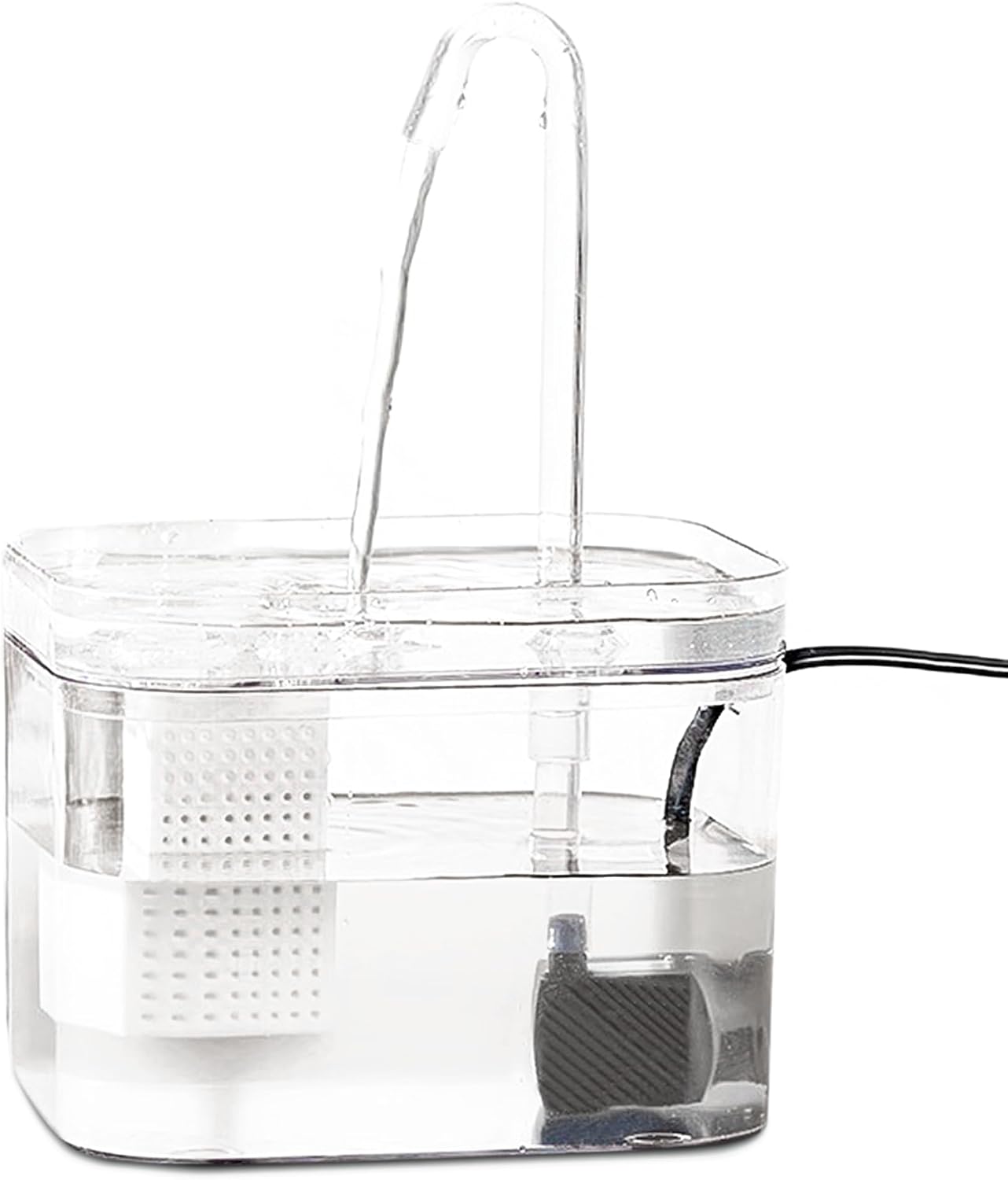 SunGrow Cat Water Fountain, Automatic Flowing Hydration Station with Filter & Silent USB Pump, Easy-to-Use Transparent Feeder Bowl for Indoor Felines, Ferrets, and Other Small Animals,6 x 5 x 5"