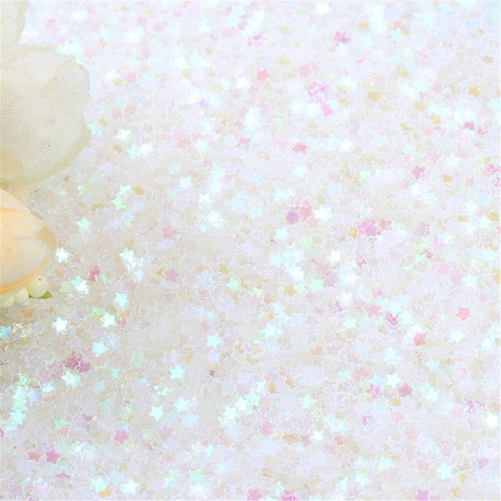 100g Iridescent Star Shaped Confetti Glitter Sequins Flat PVC Star Paillettes for Scrapbook Embellishment Cardmaking Jewelry Making Nail Manicure Wedding Birthday Party DecorartionsClear