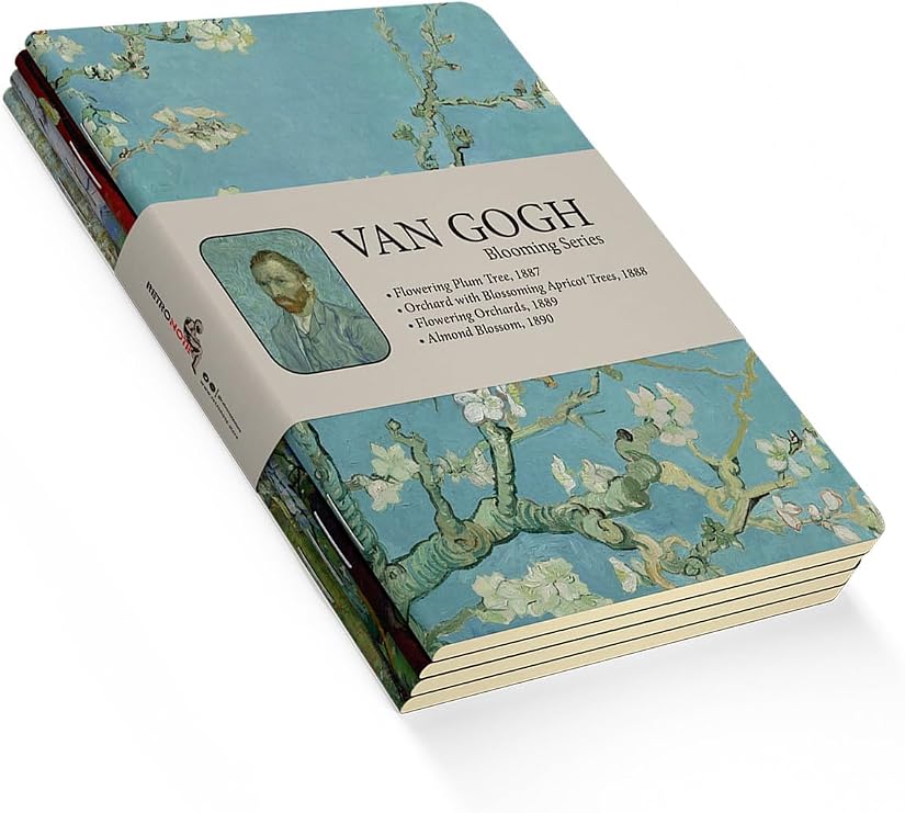 Retronote Van Gogh 4'lü Defter Seti 2, Blooming Series, Çizgisiz, 64 Sayfa, 14x21cm