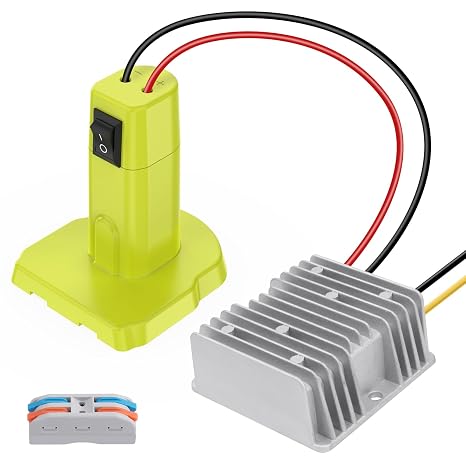 18V to 12V Step Down Converter Aadpter for Ryobi 18V Battery Voltage Converter DC Voltage Regulator 15A MAX 180W Automatic Buck Converter Power Wheels Aadpter with Switch for DIY RC Car Toys