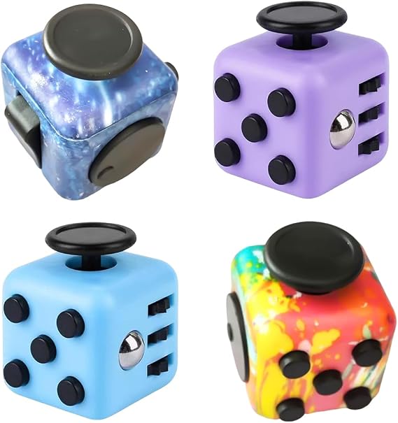 Fidget Cube Toys 4PCS Anti-Stress Fidget Toys Killing Time Finger Toy Stress Relief Cube Suitable for Children Teen Adult Perfect for Classroom Office Home Gift