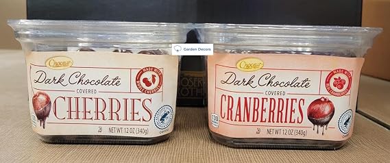 Choceur Dark Chocolate Covered Cherries & Cranberries (Two Containers)