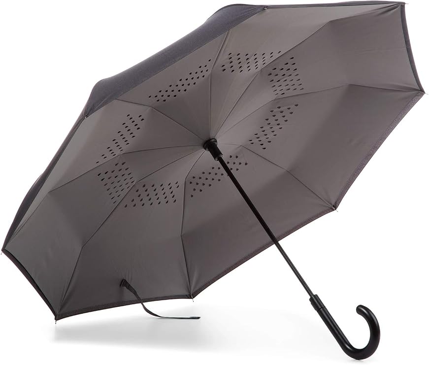 Totes Auto Reverse Close Windproof Stick Inbrella with Water Repellent Protection