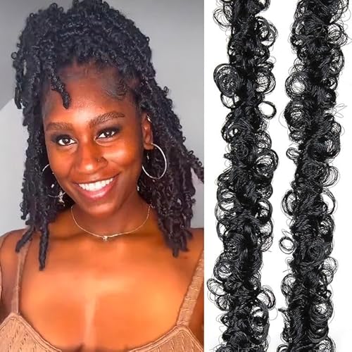 12 Inch Distressed Butterfly Locs Crochet Hair, 8 Packs Pre Looped Thick Distressed Locs Crochet Hair Long Black Butterfly Jumbo Loc Light Weight Soft Faux Locs12Inch - 8Pack, 1B