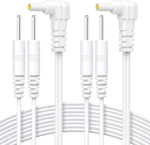 AUVON Durable TENS Unit Electrode Lead Wire for TENS EMS Units, 2 Pack | Lead Wires with 40,000+ Bends (10X Durability), Compatible with Electric Muscle Stimulators in 2.35mm Plugs & 2mm Pin Pads