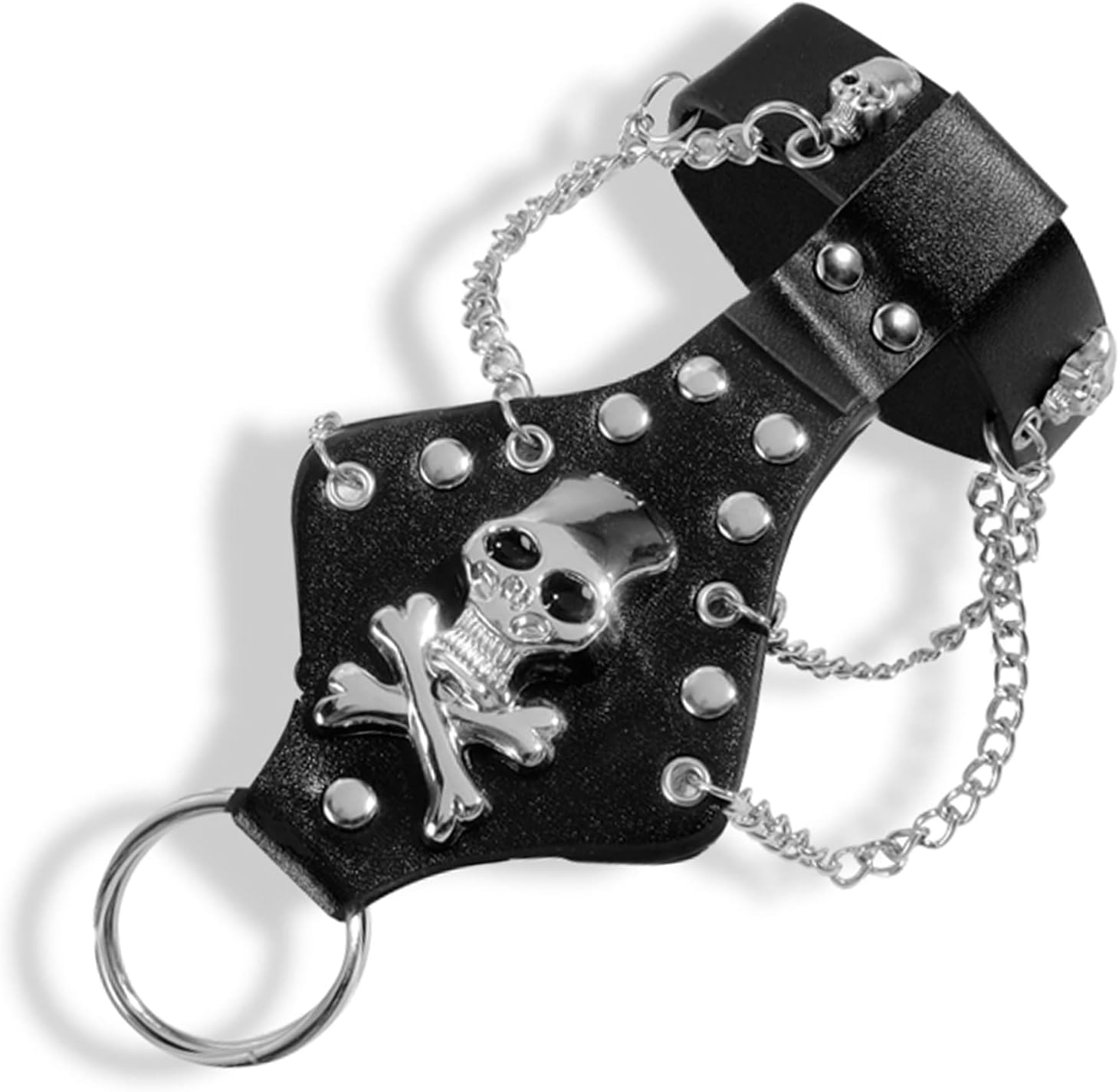 Skeleton Hand Bracelet for Halloween Cosplay Gothic Skull Leather Bracelet for Men Black Skeleton Hand Ring Cool Halloween Costume Accessories for Women