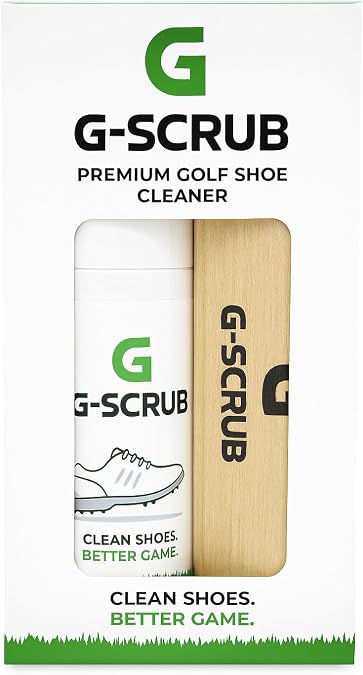 G-SCRUB Golf Shoe Cleaner Kit Foaming Cleaner & Brush for Golf Shoes, Sneakers & Cleats Removes Dirt, Mud & Grass Stains 4 oz Travel Size Fits Golf Bag Golf Gift Made in USA