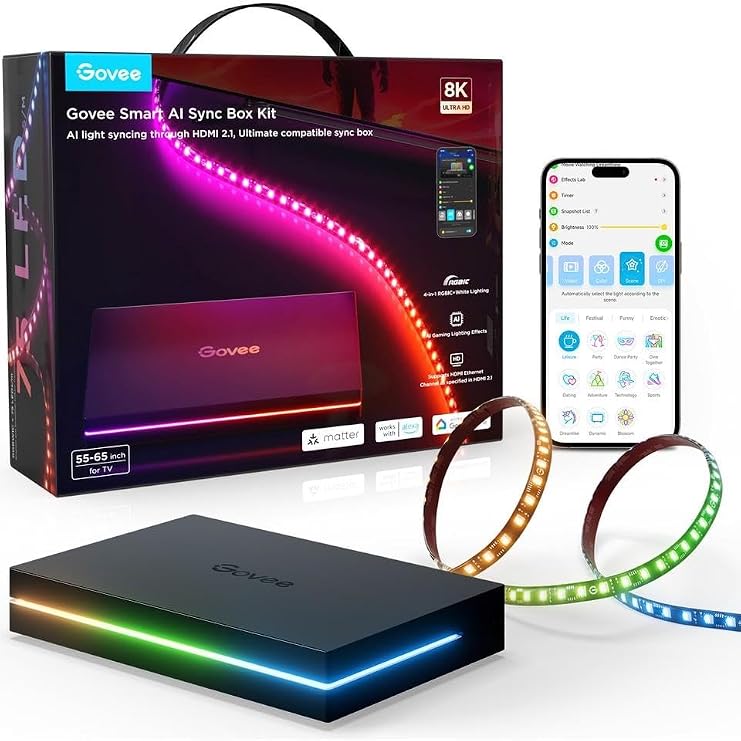 Govee AI Sync Box 2 55-65 Inch TV Backway LED Ambient Lighting