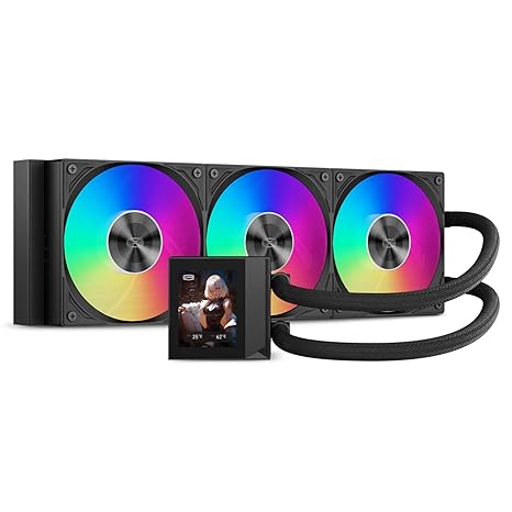 PCCOOLER DC360 360mm AIO CPU Cooler, 2.4-inch IPS LCD, ARGB Fans, Black
