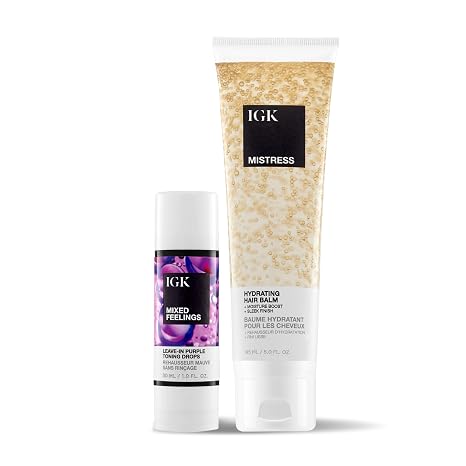 IGK - MISTRESS X MIXED FEELINGS - Hydrating Hair Balm & Blonde Toning Bundle - Control Frizz, Adds Shine, Enhances Color - Haircare Bundle
